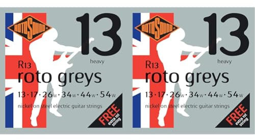 Rotosound R13 Nickel Heavy Gauge Electric Guitar Strings (13 17 26 34 44 54) (Pack of 2)