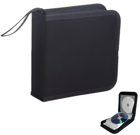 NUWIQ CD Tasche für 40 Discs, DVD, CD, Discs Aufbewahrungstasche, Mappe zur Aufbewahrung, Platzsparend für Auto und Zuhause, Schwarz