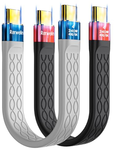 5.2 inch 2Pack for Thunderbolt 4 Cable 240W, Short USB C Cable, 40Gbps USB4 Cable 8K@60Hz, 4K@144Hz Compatible with iPhone 17/18, Thunderbolt 4, eGPU, SSD, Surface Pro, MacBook Pro, Mac mini M4