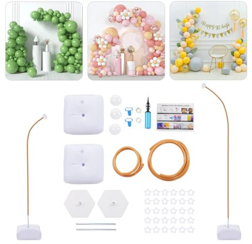 Kit de arco de globos reutilizable para cumpleaños, soporte de columna, arco plegable con clip de globo, para decoración, fondo, fiesta de cumpleaños, boda, ceremonia