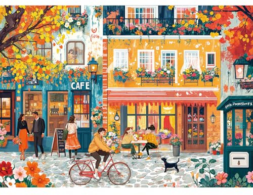 HUADADA Puzzle - Romantische Straße - 1000 Teile Puzzle für Erwachsene und Kinder ab 14 Jahren