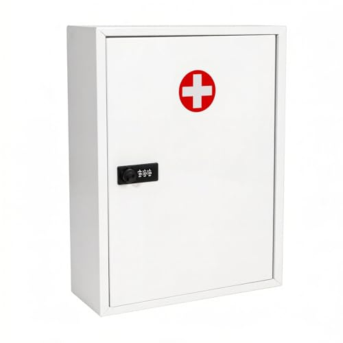 Kottwca Wall-Mounted Medicine Cabinet with Digital Keypad Lock, 40x30x12cm