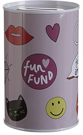 Premier Housewares Fun Times Money Tin, Multi-Colour, 8 x 8 x 13 cm