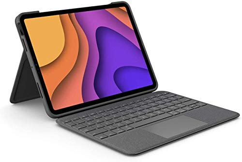 Logitech Folio Touch iPad Keyboard Case with Trackpad and Smart Connector for Air 11-inch (M2 & M3), Air (4th & 5th gen), QWERTY UK/US INTL - Grey