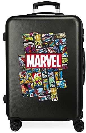 Marvel Avengers Comic Mittlerer Koffer Schwarz 48x68x26 cms Hartschalen ABS Kombinationsschloss 70L 3,7Kgs 4 Doppelräder