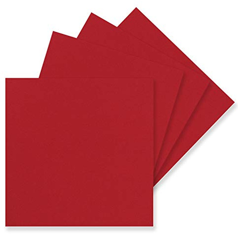 Lot de 50 cartes simples, carrées, 15 x 15 cm, rouge rose, 240 g/m², vierges, idéales comme cartes postales et de bricolage, faites de carton artisanal argileux de qualité supérieure