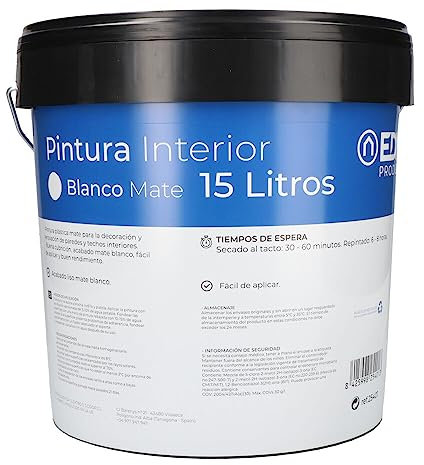 EDM 25401 Pintura Plastica Mate Interior, 15 l, Blanco