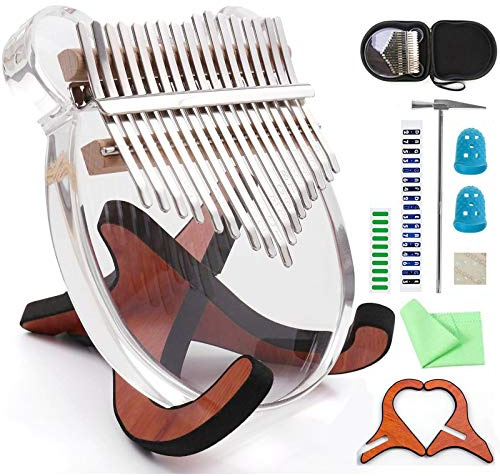 Kalimba 17 Keys Crystal Clear Thumb Piano with EVA Bag & Wooden Stand