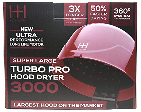 Annie Hot & Hotter Large Ceramic Ionic Hood Dryer – Professional Salon Hair Dryer with Adjustable Height, 3 Heat & Speed Settings, Portable Hooded Dryer for Rollers, Deep Conditioning & Styling