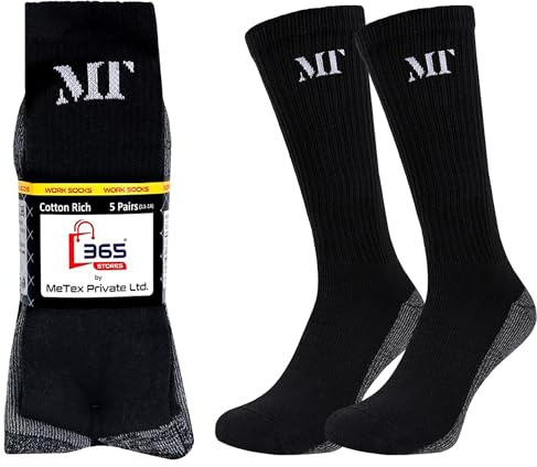 10 Pairs Mens Reinforced Heavy Duty Work Socks Crew Cushioned Winter Warm 6-11 (Black)