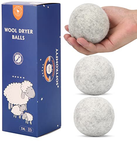 Lot de 3 balles de séchage en laine pour sèche-linge Gris