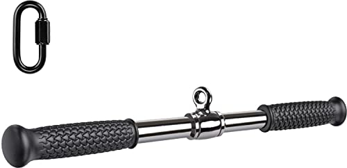 SELEWARE Rotating Straight Bar Gym Cable Machines Attachments, Bicep Tricep Press Lat Pull Down Bar with Non-Slip Rubber Handle, Lat Pulldown Attachments for Home Gym Fitness Workout, 22 inch