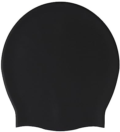 Badekappe, extra große Silikon-Badekappe, großer Kopf, Badekappe, langes Haar, Pflege aus Silikon, Schwarz