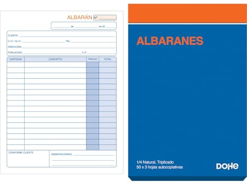 Dohe - Talonarios Albaranes 3 Copias (10 uds.) - Hoja Original y 2 Copias, 150 Hojas por Talonario, Tamaño A5 (14x21 cm), Documentos de Venta, Albaranes de Entrega, Material de Oficina