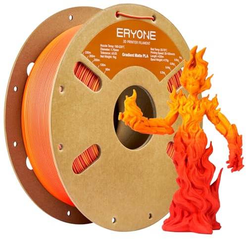 ERYONE Matte PLA 3D Drucker Filament 1.75mm, Matte Gradient Rainbow PLA, Maßgenauigkeit +/- 0.03 mm, 1 kg 1 Spule, Mattes mehrfarbiges PLA, Ahornblatt mit mattem Farbverlauf (Rot & Gelb)
