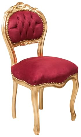 Biscottini Luigi XVI L 45,5 x T 42,5 x H 90,5 cm – französischer Stuhl antik – Sessel Schlafzimmer – Stühle Barockstil Gold