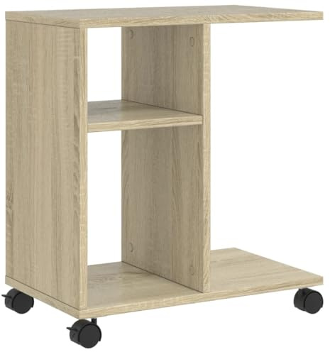 vidaXL Sidobord med hjul sonoma-ek 50x30x55,5 cm konstruerat trä