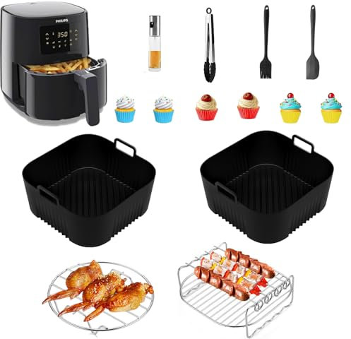 14 Pièces Moule air Fryer pour Philips HD9252/HD9200/HD9255 ，Flacon pulvérisateur d'huile,Brosses