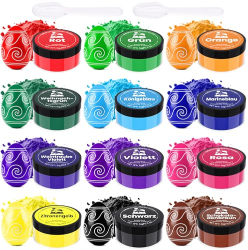 Lebensmittelfarbe Pulver 12 Farben x5g - Hochkonzentrierte Food Coloring zum Backen, Lebensmittel Farbpulver für Kuchen, Macarons, Kekse, Zuckerguss (für den Privaten und Professionellen Gebrauch)