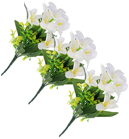 POPETPOP 3pezzi Bouquet Gigli Artificiali Realistici Per Decorazioni Matrimoni Uffici e Imitazione Per Cerimonie e Speciali