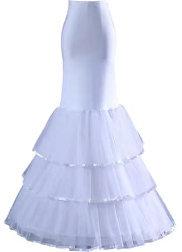 Glixoft Enaguas Románticas De Novia Blancas De 1 Aro Y 3 Capas para Vestido Formal, Enagua De Crinolina, Corsé De Sirena, Falda De De, Accesorios De Boda