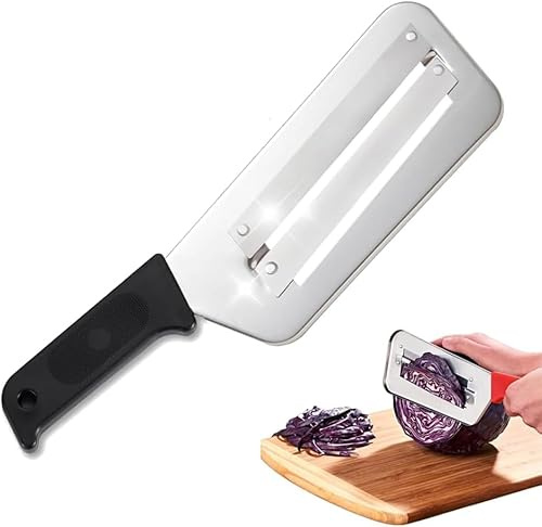 Genérico Cortador De Cuchillo Para Chucrut, Ensalada De Col Con Dos Cuchillas Afiladas De Acero Inoxidable, Fácil De Limpiar,Cortador Para Repollo,Pelador Y Trituradora De Metal (Negro)