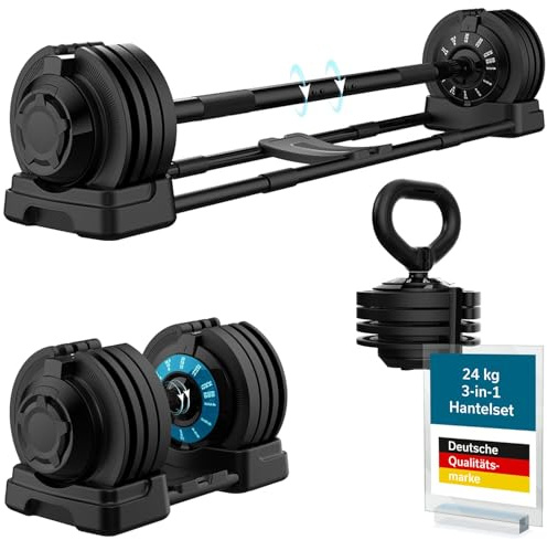 Skandika Hantlar Paino | Justerbar hantel, hantelset, 1,5 till 24 kg vikter, hantlar, skivstång, kettlebell, hantelset, tumbbells, hantelskivor | justerbara hantlar för hem, gym