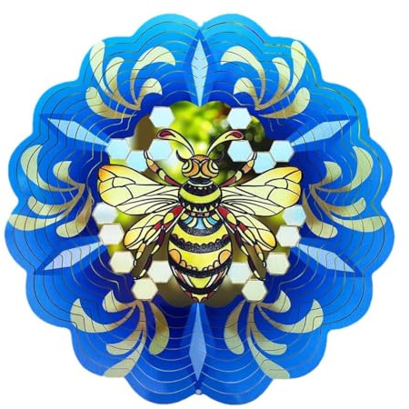 Buhdjfnke Hilanderos de Viento de Abeja, Hilanderos de Viento Colgantes 3D, Regalos de Adorno de Abeja, Escultura Cinética de Viento de Hierro para Decoración de Interiores y Exteriores