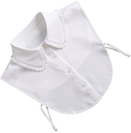 OHPHCALL Faux Col en Mousseline Blanc pour Femme, Col Plastron Amovible Élégant en Chiffon, Accessoire Détachable pour Blouse, pour Toutes Occasions