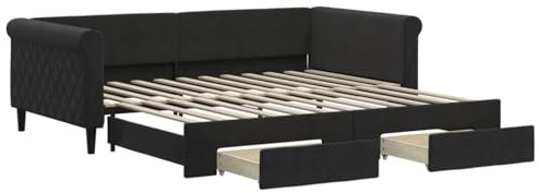 ATOMSTACK MAKER Sofá Cama Plegable 2-en-1 de Terciopelo (100 x 200 cm), Con 2 Cajones Deslizantes, Estructura de Madera y Metal, perfekt för salón o Dormitorio de Invitados – Sin Colchón