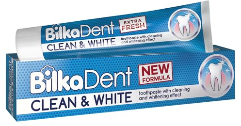 BilkaDent Zahnpasta Clean & White - Whitening Zahncreme mit Fleckenentfernung, Nicht-Abrasive Formel, Fluorid-Schutz, 75 ml