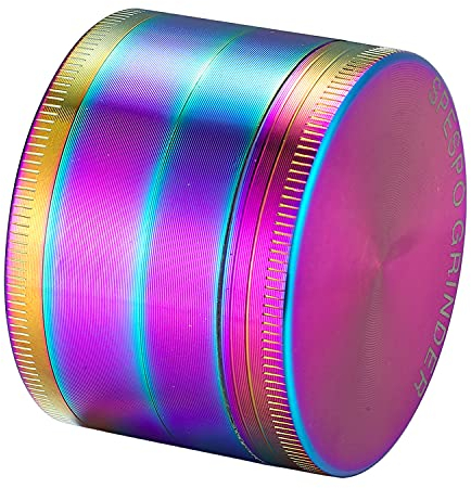 Spespo Rainbow Herb Grinder, 4 Pieces 2 Zinc Alloy Metal Grinder,Colourful Spice Crusher with Pollen Catcher