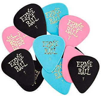 Ernie Ball Lot de 12 médiators fins en cellulose, assortiment de couleurs