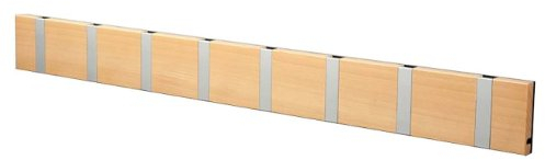 LoCa Garderobe Knax 8 Buche geölt (Haken klappbar Alu) Garderoben-Leiste Kleiderhaken Flur modern Garderobenpaneel
