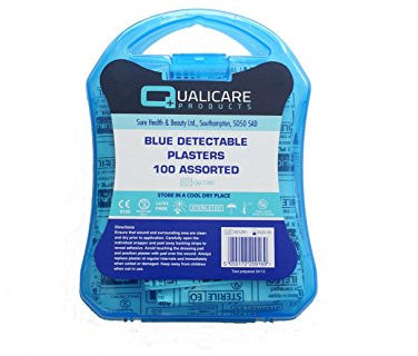 100 Assorted Sterile Blue Plasters, Detectable for Catering
