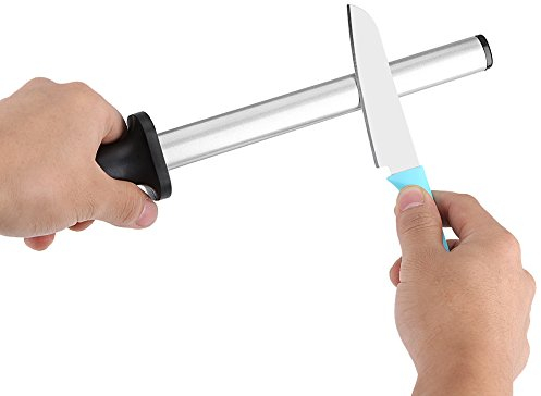 Diamond Sharpening Steel, 8 Inch Professional Extra Fine Oval Knife Sharpener Steel Rod Kitchen Diamond Coated Honing Steel for Chefs Honing Butcher Knives