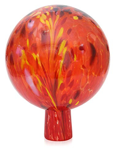 Lauschaer Glas Gartenkugel Rosenkugel aus Glas mit Granulat Tomatenrot h 15 cm, d 12cm mundgeblasen handgeformt