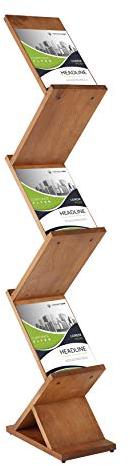 DISPLAY SALES Prospektständer Holz Zick-Zack | Zeitschriftenhalter für 5 x DIN A4 Prospekte | Prospekthalter aus Holz mit Prospektablage | Flyerhalter, Zeitschriftenständer, Buchaufsteller