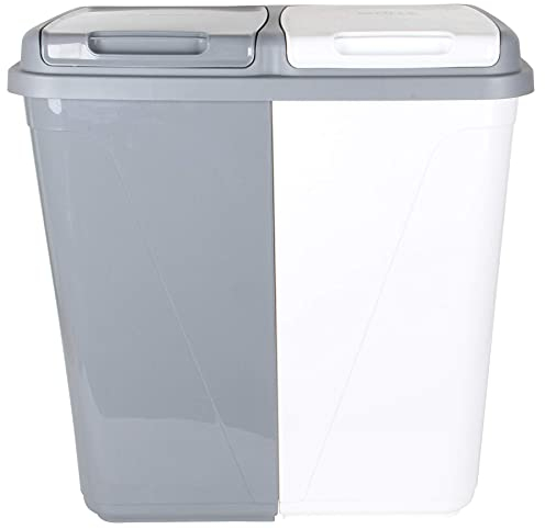 Jolie Max 90L Dual Compartment Kitchen Rubbish Bin Waste Recycling And Laundry Basket (Grey&White)