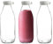 Argon Tableware Tallo Glass Bottles - Large Fridge Storage Serving Carafe Decanter for Water, Juice - 1 Litre - Pack of 3