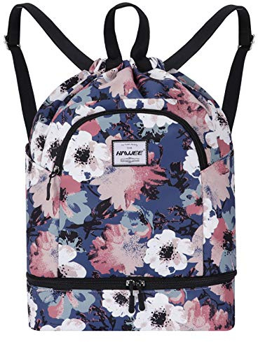 HAWEE Zaino Sportivo con Coulisse, Grande Impermeabile, Borsa da Palestra Sacca con Tasca Interna Unisex per Scuola Sport All'aperto Yoga Tempo Libero Spiaggia
