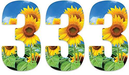 Pack of 3 Sunflower Wheelie Bin Number - 3 Ideal for Office, Classroom Walls, Dustbin V1093 Packwith®