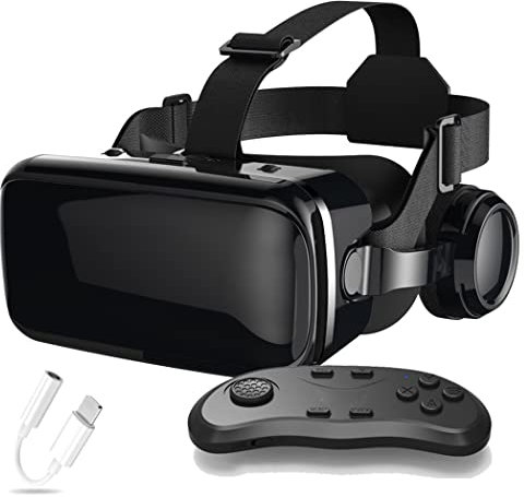 JYMYGS Lunette 3D VR, Casque de Réalité Virtuelle, Casque VR, Contrôleur Bluetooth Smartphone pour iPhone 13 Pro Max/13 Pro/13/12/11, pour Samsung Galaxy S21, Huawei, Xiaomi séries