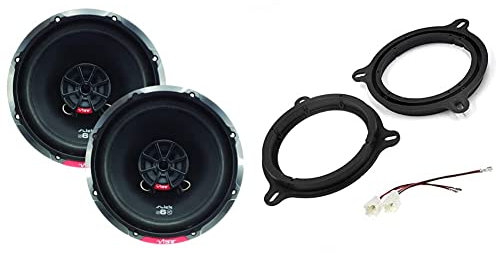 VIBE Slick 6.5” inch Coaxial speaker - 80/240 W, Black & Sound way - Spacer rings adapters and harness kit for 6.5 inch / 165 mm speakers for Renault Nissan Dacia Smart - KC550