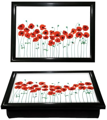 Poppy Flower Cushioned Bean Bag laptray Home Laptop Tray Drinks Food Breakfast Lap Tray