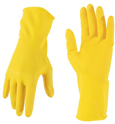 Mamison 10 Pairs Simple and Short Hands Gloves, Reusable Waterproof Household Dishwashing Cleaning Non-Slip Kitchen Rubber Glove(Large)