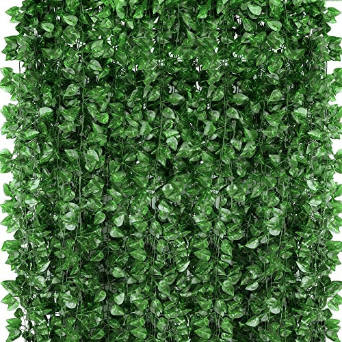 ZYIGYI 720 Feet 96 Pack Fake Greenery Hanging Garland, Ivy Leaf Plants, Vine Leaves, Fake Flowers Foliage for Bedroom Garden Wall Decor