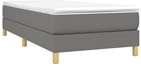 vidaXL Estructura de Cama con somier Tela Gris Oscuro 90x200 cm