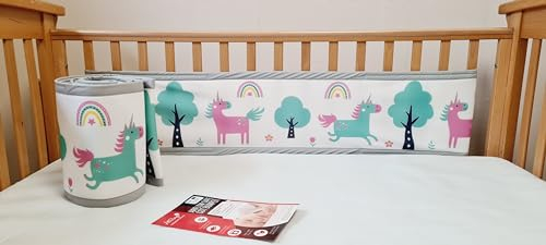 AiRoya® 2-seitiges Nestchen für Kinderbetten mit festem Ende, 6 mm Polsterung, Sicherheitsprüfung nach Großbritannien und der EU BS EN 16780