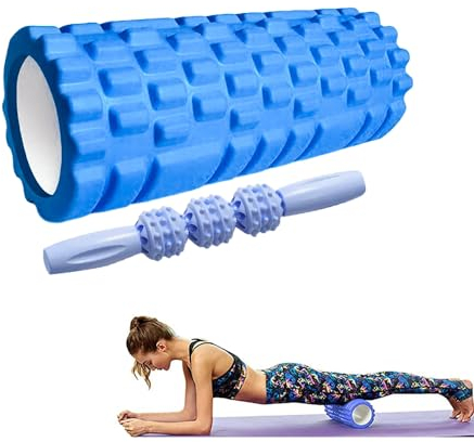 Rullo e Barra Massaggio Muscolare. Fitness Rullo in Schiuma. Eva Foam Roller. Alleviare il Dolore, Allenare i Muscoli, Massaggio della Schiena, Gambe. 33x14cm
